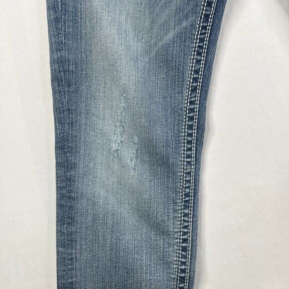 Rock Revival Betty Skinny Jeans Women Size 31 Blue Medium Wash AK12 Distressed  - Picture 12 of 13